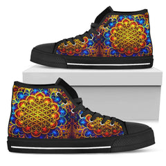 SpiritSole™ High Top Sneaker - Flower of Life - Fire & Water