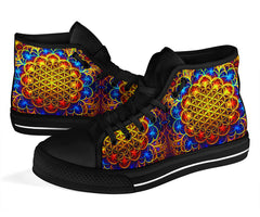 SpiritSole™ High Top Sneaker - Flower of Life - Fire & Water