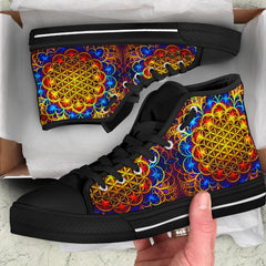 SpiritSole™ High Top Sneaker - Flower of Life - Fire & Water